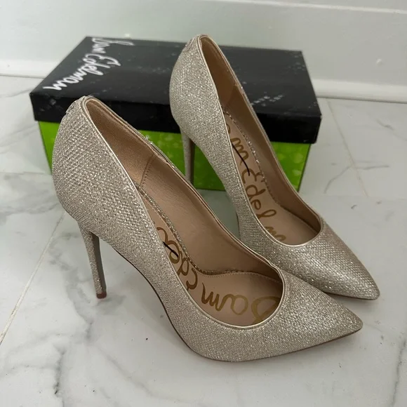Shoes Sam Edelman Danna Silver Gold Metallic Sparkle Pointed Toe